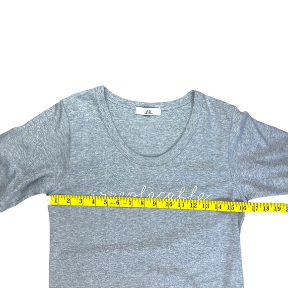 💙 3 for $12 Korean AB Irreplaceable Graphic Scoop Neck Gray Short Sleeve Tee - Picture 6 of 8